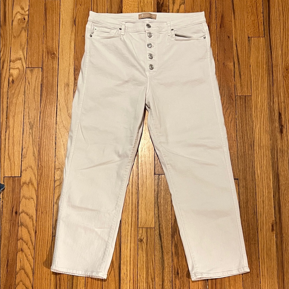 7 For All Mankind Vintage Luxe Alexa High Waist Cropped Straight Jeans, Sz 32